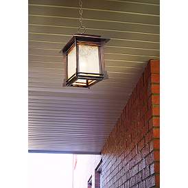 Image1 of Franklin Iron Works Hickory Point 19 1/4" Bronze Outdoor Hanging Light in scene