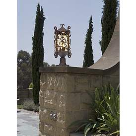 Image1 of Casa Seville 23 1/2" High Iron Scroll Outdoor Post Light in scene