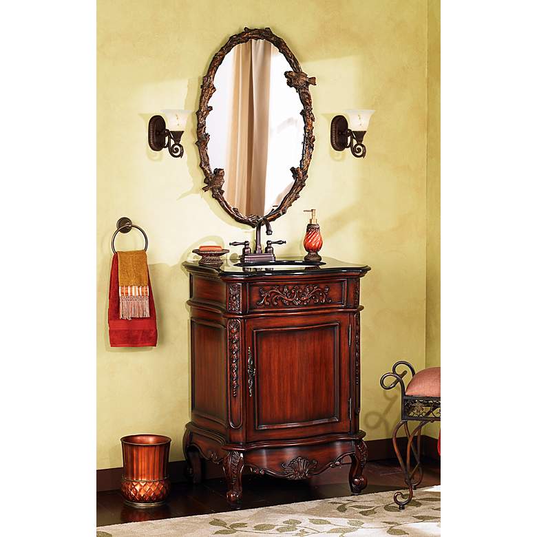Image 5 Uttermost Paza Love Birds 34" High Antique Gold Leaf Oval Wall Mirror in scene
