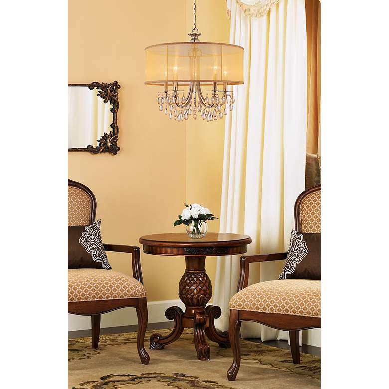 Image 1 Hampton Collection Antique Brass 24 inch Wide Chandelier in scene