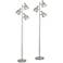 Trac 3-Light Brushed Steel Modern Tree-Style Floor Lamps Set of 2