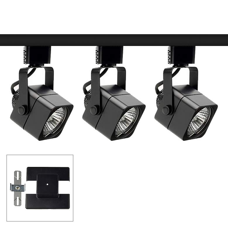 Image 1 Trac-Lite 3-Light Black Cast Cube Floating Canopy Track Kit