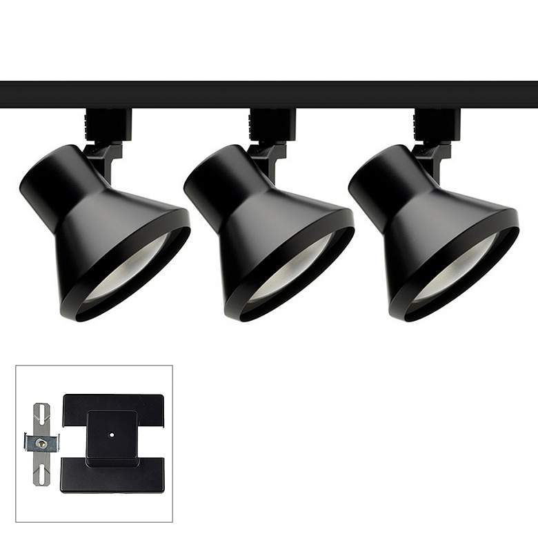 Image 1 Trac-Lite 3-Light Flared Black Floating Canopy Track Kit