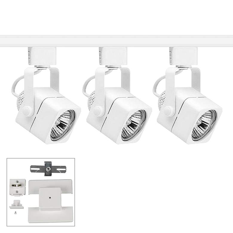 Image 1 Trac-Lite 3-Light White Cast Cube Floating Canopy Track Kit