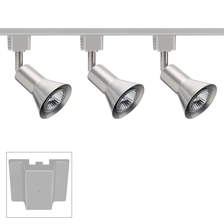 Image 1 Trac-Lites 3-Light Satin Chrome Floating Canopy Track Kit