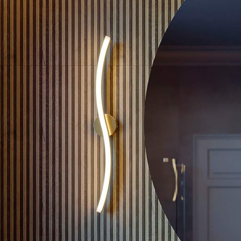 Image 1 Trace 3" Wide Light Antique Brass LED Vanity Light