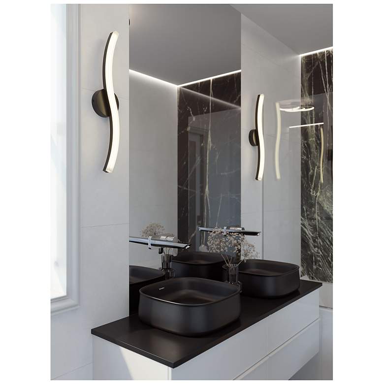 Image 5 Trace 36" Wide Black LED Vanity Bath Light more views