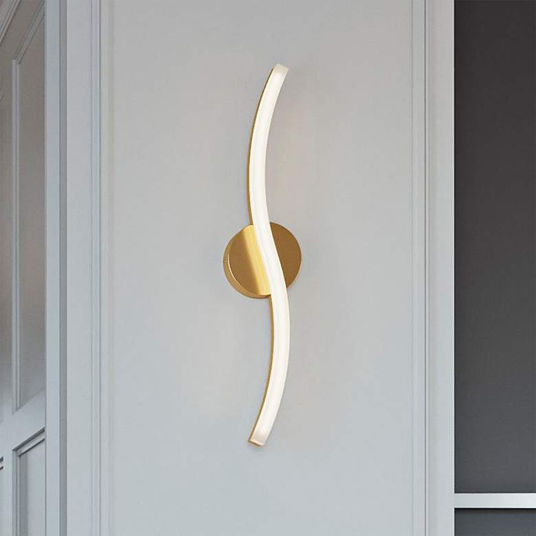 Image 2 Trace 5 1/2" High Light Antique Brass LED Wall Sconce