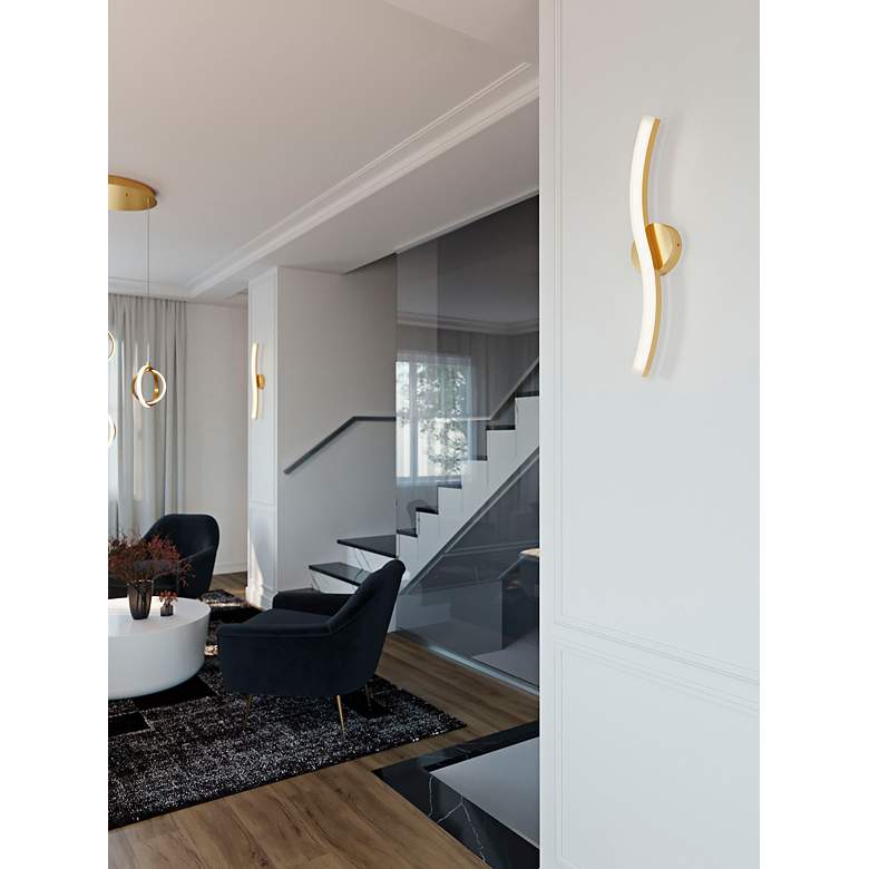 Image 5 Trace 5 1/2" High Light Antique Brass LED Wall Sconce more views