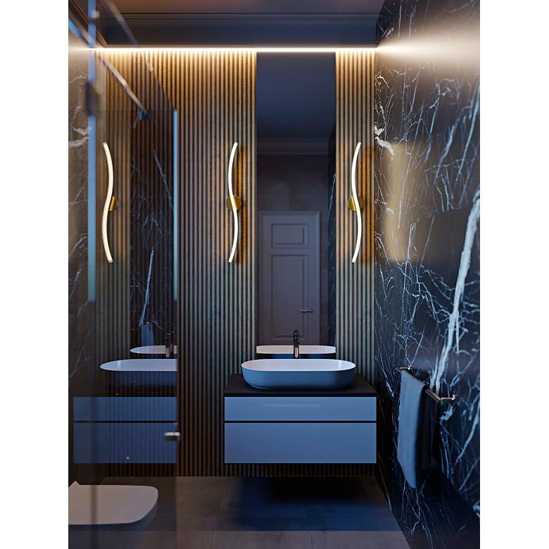 Image 6 Trace 5 1/2" High Light Antique Brass LED Wall Sconce more views