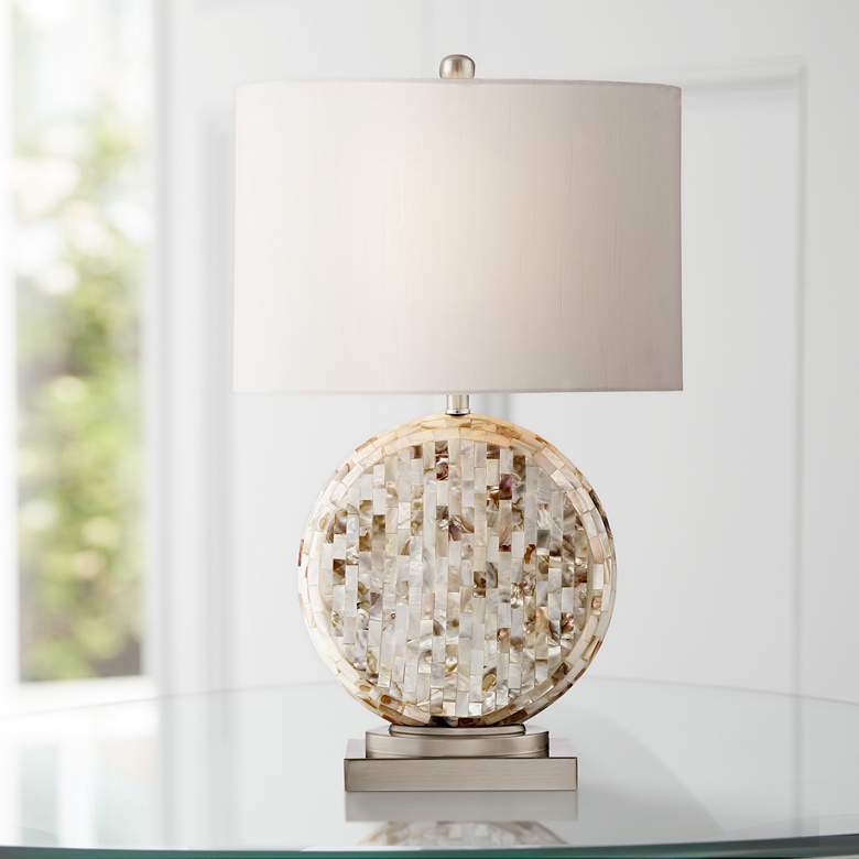 Image 1 Tracey Round Mother of Pearl Table Lamp