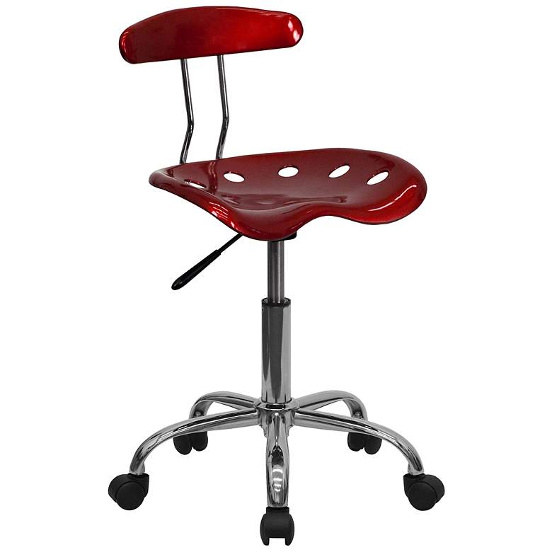 Image 1 Tractor Chrome and Vibrant Wine Red Computer Task Chair