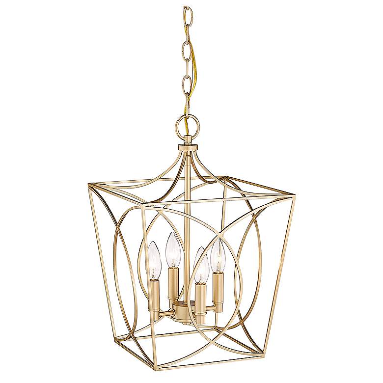 Image 2 Tracy 12" Wide Painted Modern Gold 4-Light Cage Mini Pendant