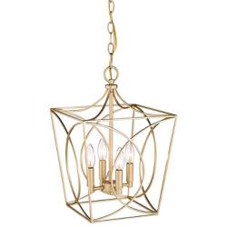 Tracy 12" Wide Painted Modern Gold 4-Light Cage Mini Pendant