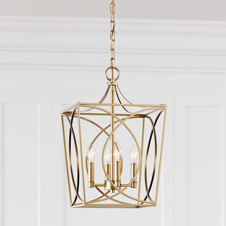Image 1 Tracy 12" Wide Painted Modern Gold 4-Light Cage Mini Pendant