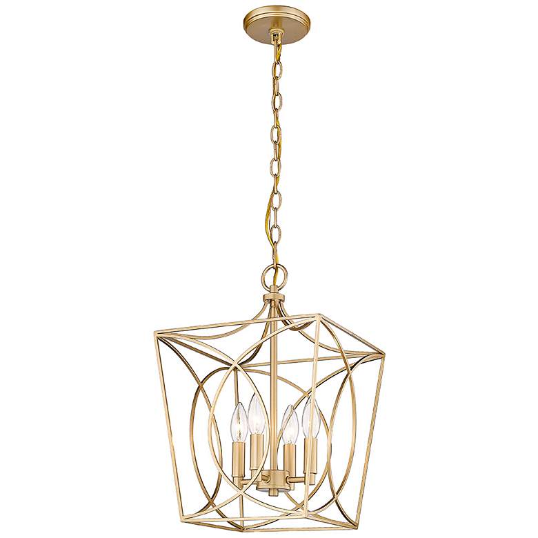 Image 4 Tracy 12" Wide Painted Modern Gold 4-Light Cage Mini Pendant more views