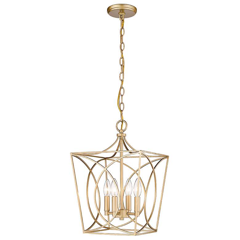 Image 5 Tracy 12" Wide Painted Modern Gold 4-Light Cage Mini Pendant more views