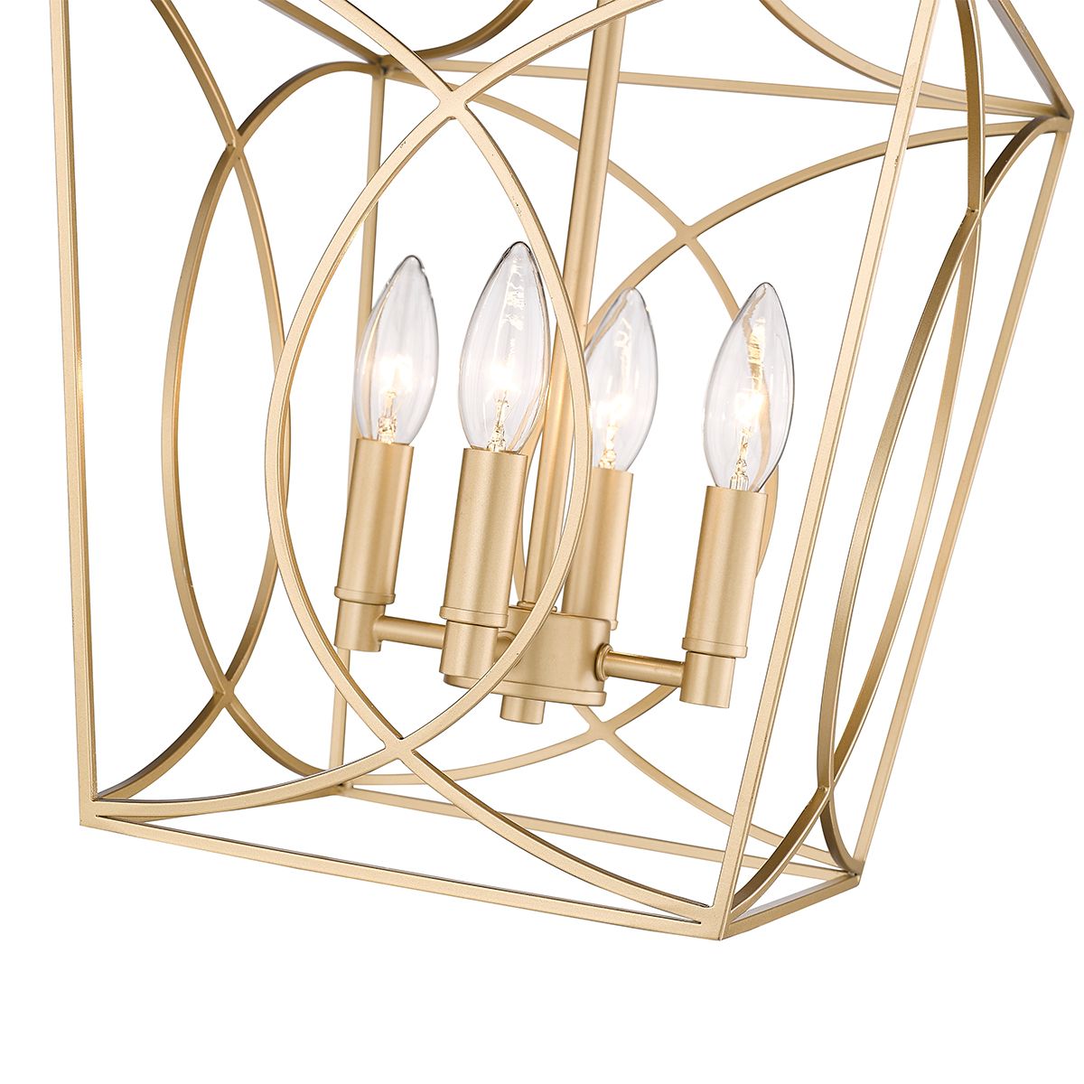 Tracy 12" Wide Painted Modern Gold 4-Light Cage Mini Pendant