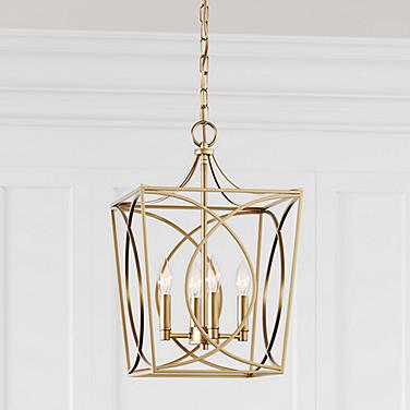 Tracy 12" Wide Painted Modern Gold 4-Light Cage Mini Pendant