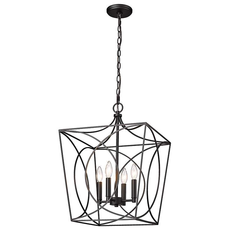 Image 2 Tracy 15 3/4" Wide Matte Black 4-Light Pendant more views