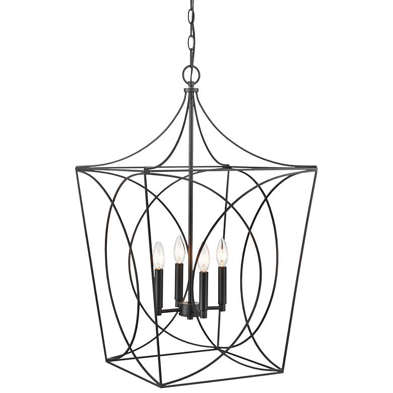 Image 1 Tracy 18" Wide Matte Black 4-Light Pendant