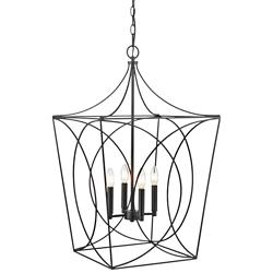 Tracy 18" Wide Matte Black 4-Light Pendant