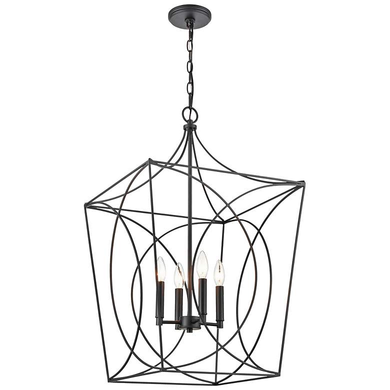 Image 4 Tracy 18" Wide Matte Black 4-Light Pendant more views