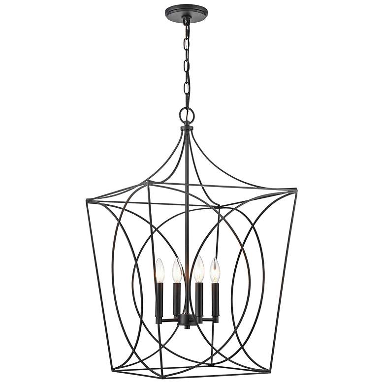 Image 5 Tracy 18" Wide Matte Black 4-Light Pendant more views