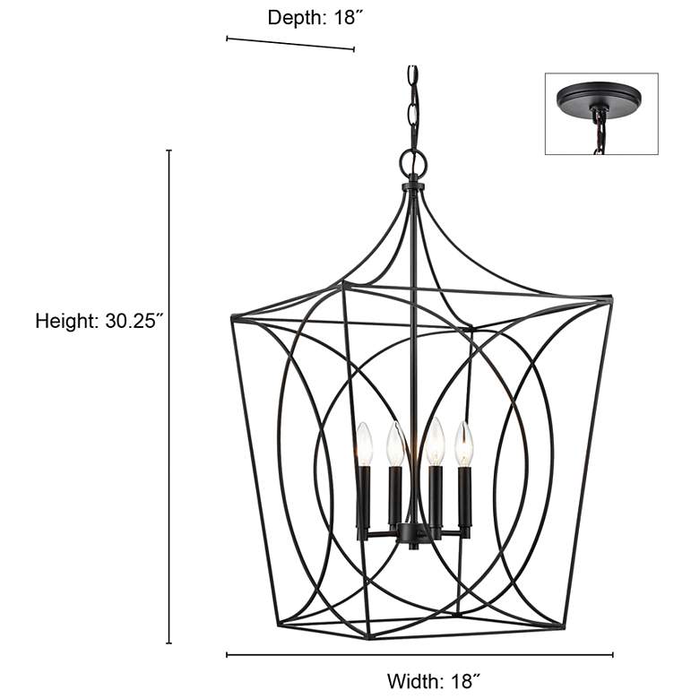 Image 6 Tracy 18" Wide Matte Black 4-Light Pendant more views