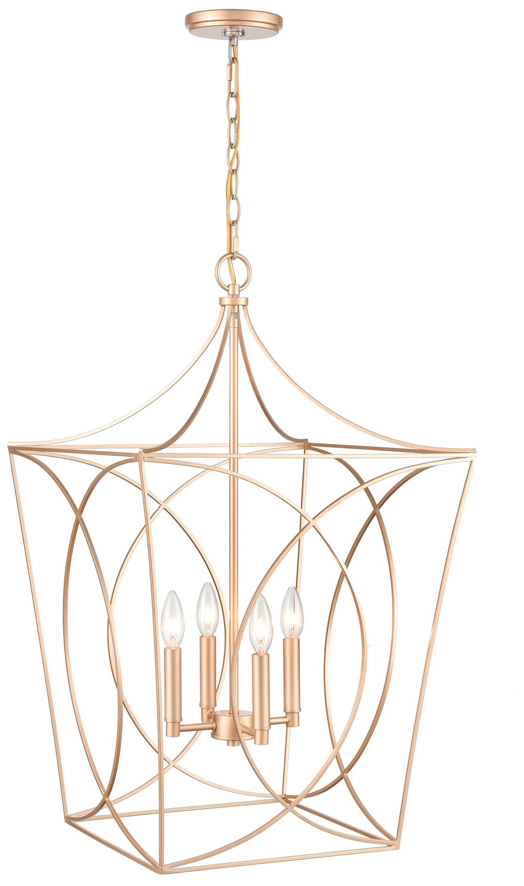 Image 3 Tracy 18" Wide Painted Modern Gold 4-Light Cage Pendant more views