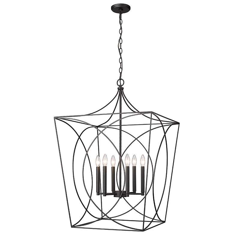 Image 2 Tracy 24" Wide Matte Black 6-Light Pendant more views