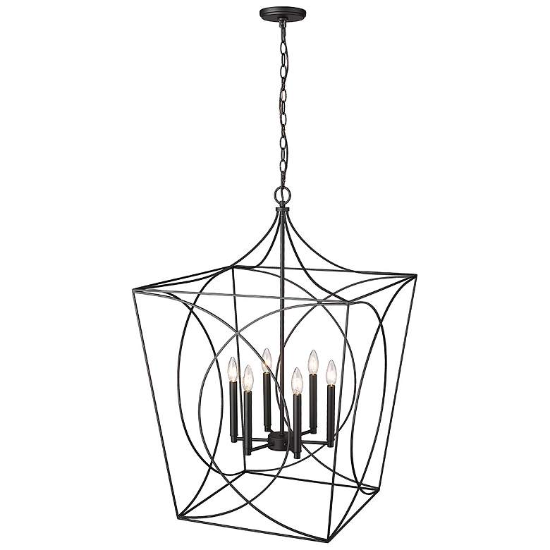 Image 4 Tracy 24" Wide Matte Black 6-Light Pendant more views