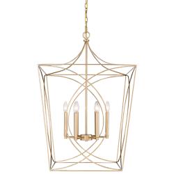 Tracy 36" High Painted Modern Gold 6-Light Lantern Pendant