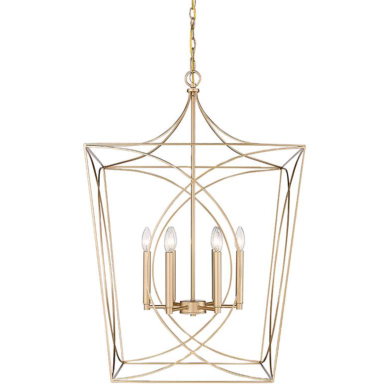 Image 1 Tracy 36" Wide Painted Modern Gold 6-Light Lantern Pendant