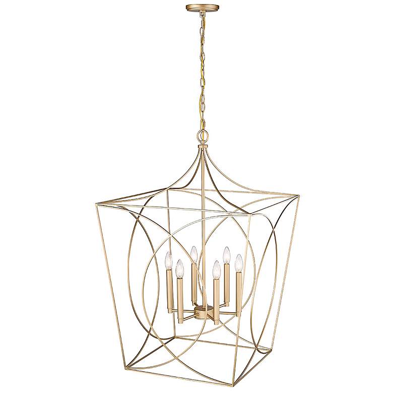 Image 5 Tracy 36" Wide Painted Modern Gold 6-Light Lantern Pendant more views