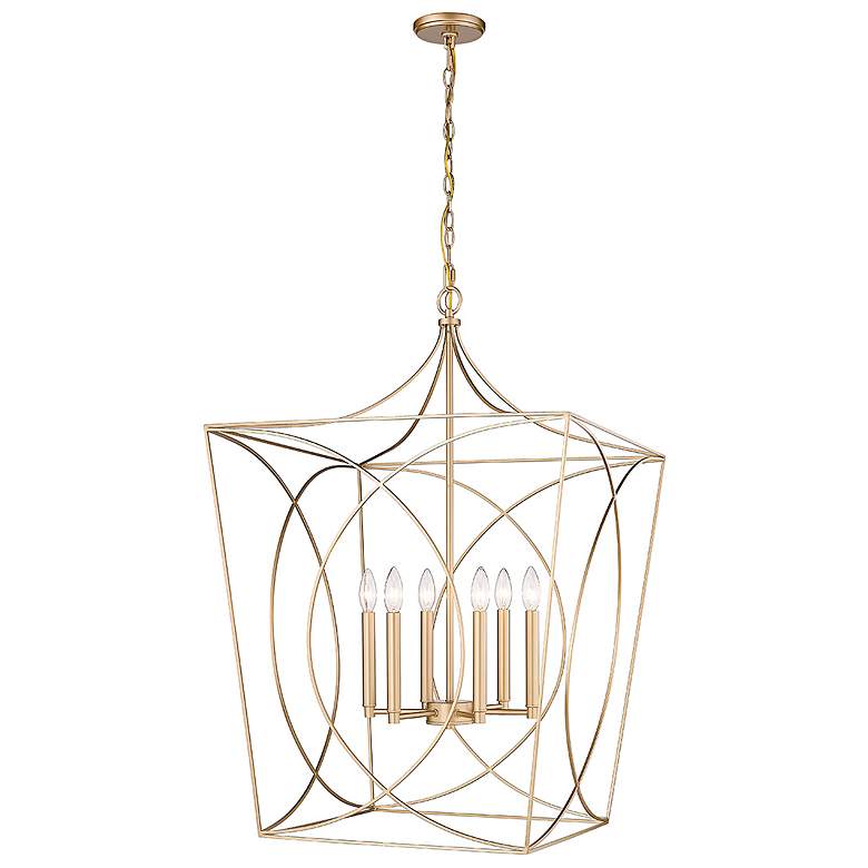 Image 6 Tracy 36" Wide Painted Modern Gold 6-Light Lantern Pendant more views