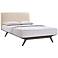 Tracy Beige Fabric Cappuccino Platform Bed