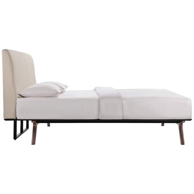 Image 4 Tracy Beige Fabric Cappuccino Queen Platform Bed more views