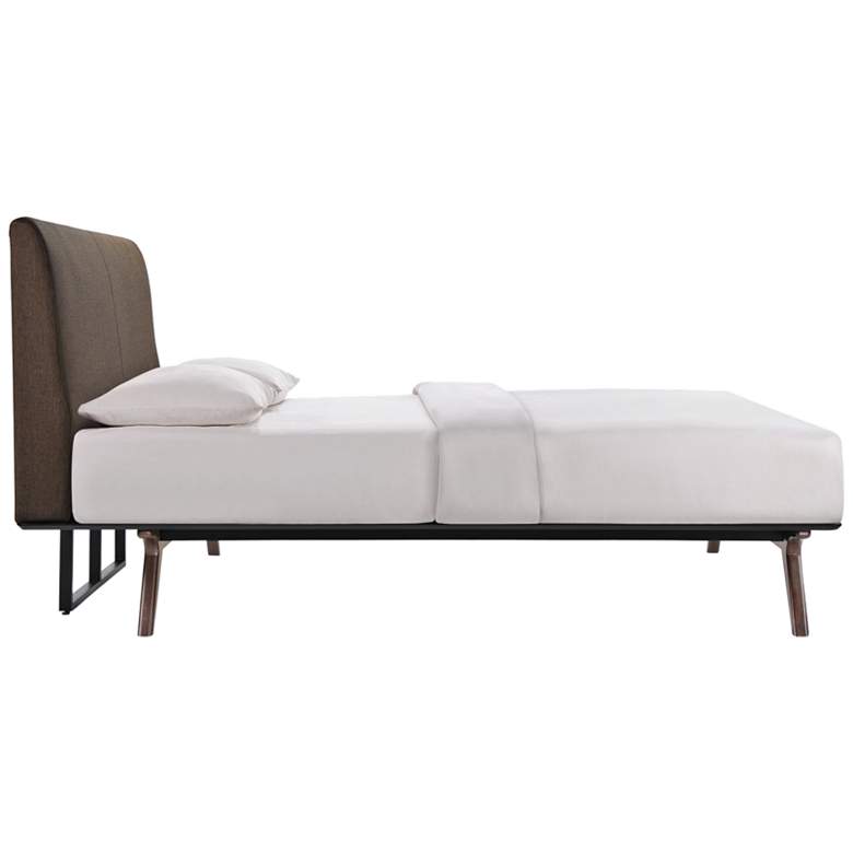 Image 4 Tracy Brown Fabric Cappuccino Queen Modern Platform Bed more views