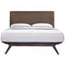 Tracy Brown Fabric Cappuccino Queen Modern Platform Bed