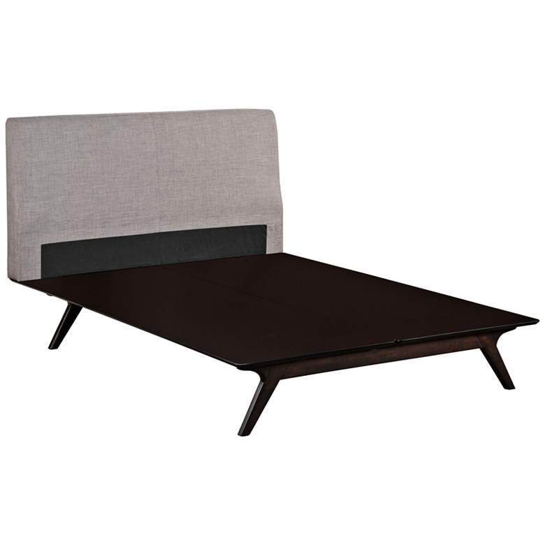 Image 4 Tracy Gray Fabric Cappuccino Queen Platform Bed more views
