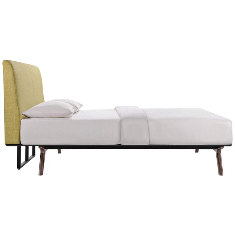 Image 4 Tracy Green Fabric Cappuccino Queen Platform Bed more views