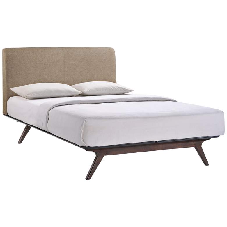 Image 2 Tracy Latte Fabric Cappuccino Queen Platform Bed