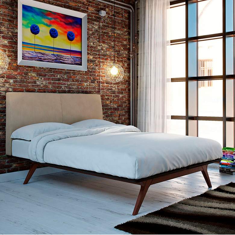 Image 1 Tracy Latte Fabric Cappuccino Queen Platform Bed