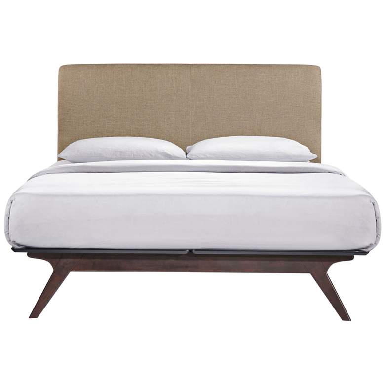 Image 5 Tracy Latte Fabric Cappuccino Queen Platform Bed more views