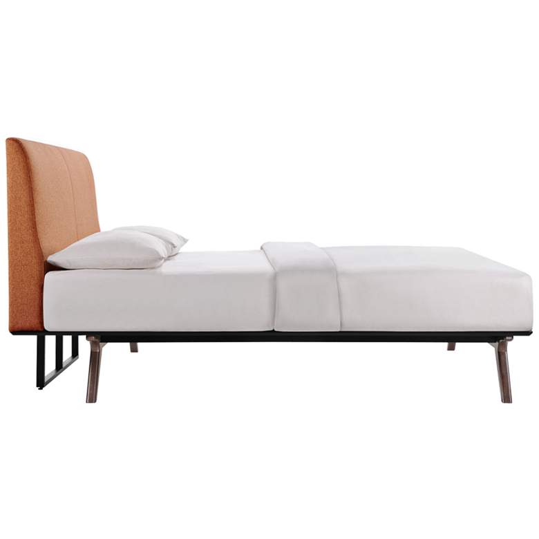 Image 4 Tracy Orange Fabric Cappuccino Queen Platform Bed more views