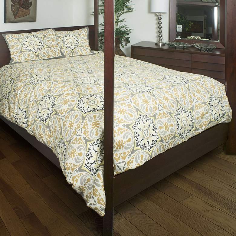 Image 1 Tradewind Gold and Gray 3-Piece Queen Comforter Set