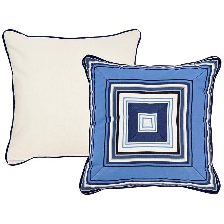 Image 1 Tradewinds Blue Geometric 18 inch Square Indoor-Outdoor Pillow