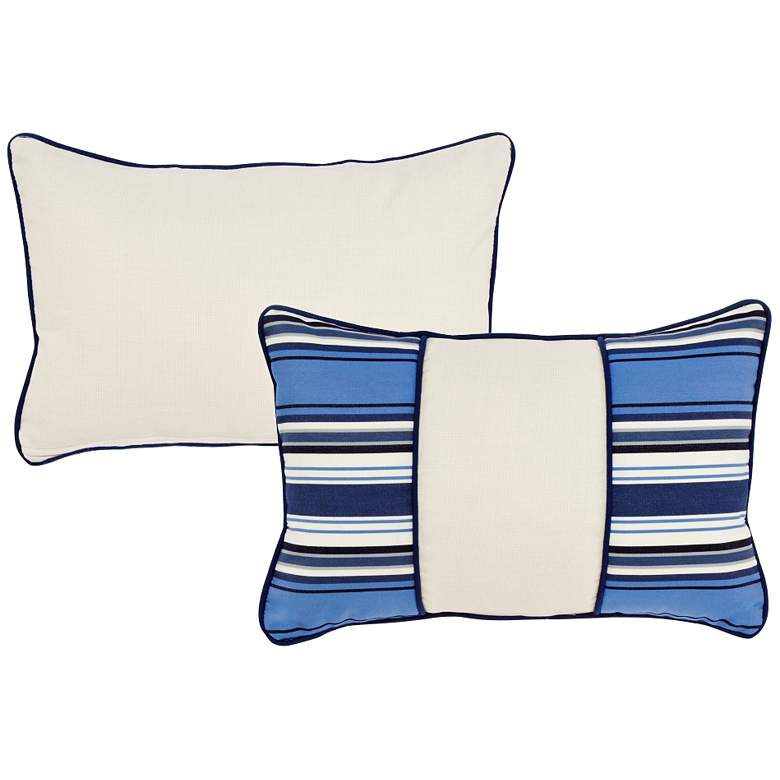 Image 1 Tradewinds Blue Striped Block 20 inchx13 inch Indoor-Outdoor Pillow