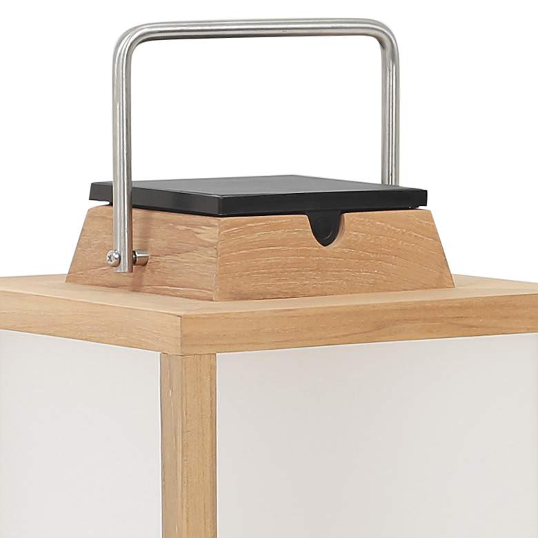 Image 2 Tradition 15 1/2" High Teak Wood LED Solar Outdoor Lantern more views